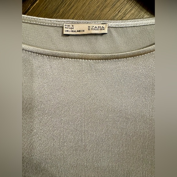 ZARA Silver Top Ruched Sleeves size L - Picture 11 of 13